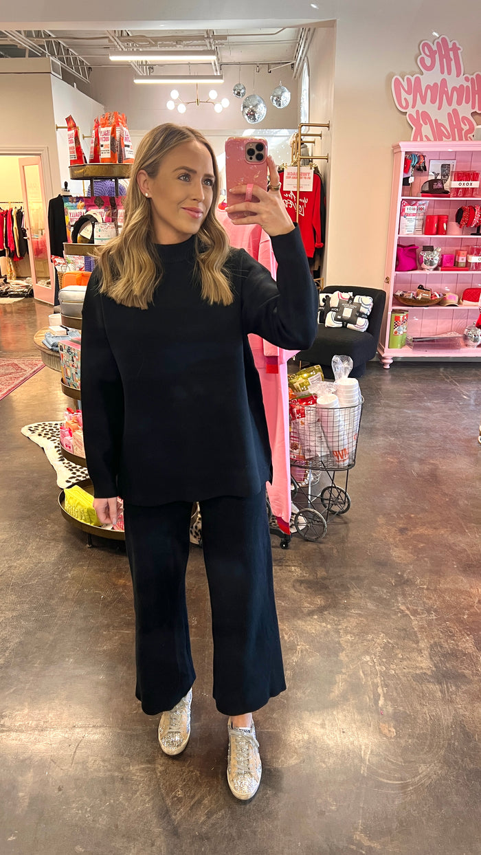 emma mock neck longsleeve sweater | black