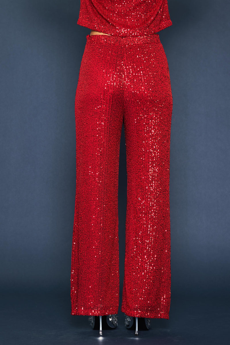 red hot sequin pants
