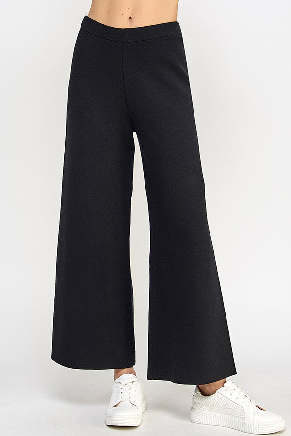 emma cropped wide-leg pants | black |FINAL SALE
