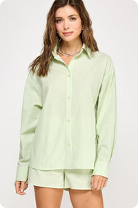 light it up oversized cotton collared button-up | FINAL SALE