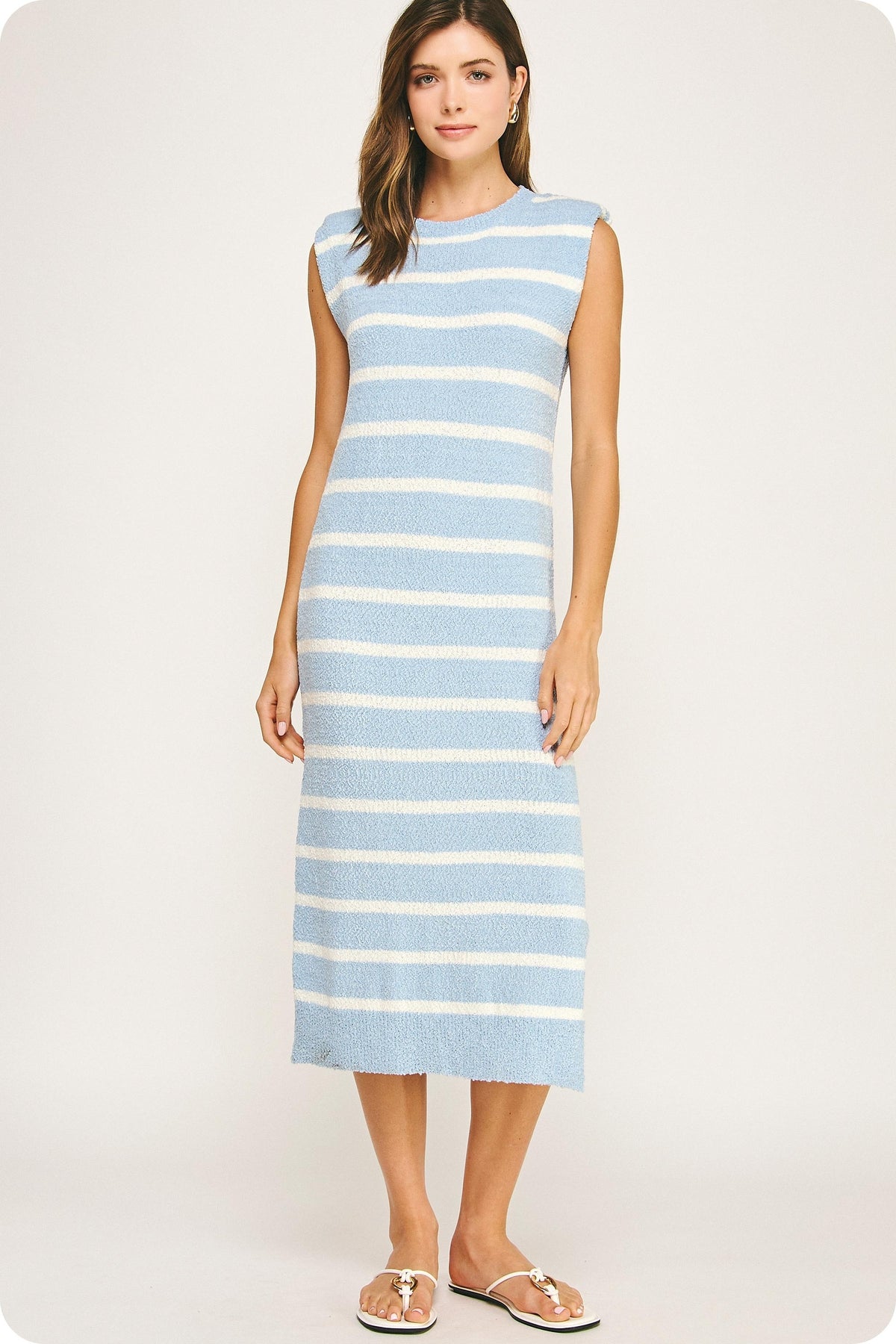 happiest here striped midi