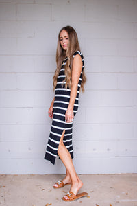 happiest here striped midi