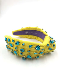 yellow canvas blue crystal headband