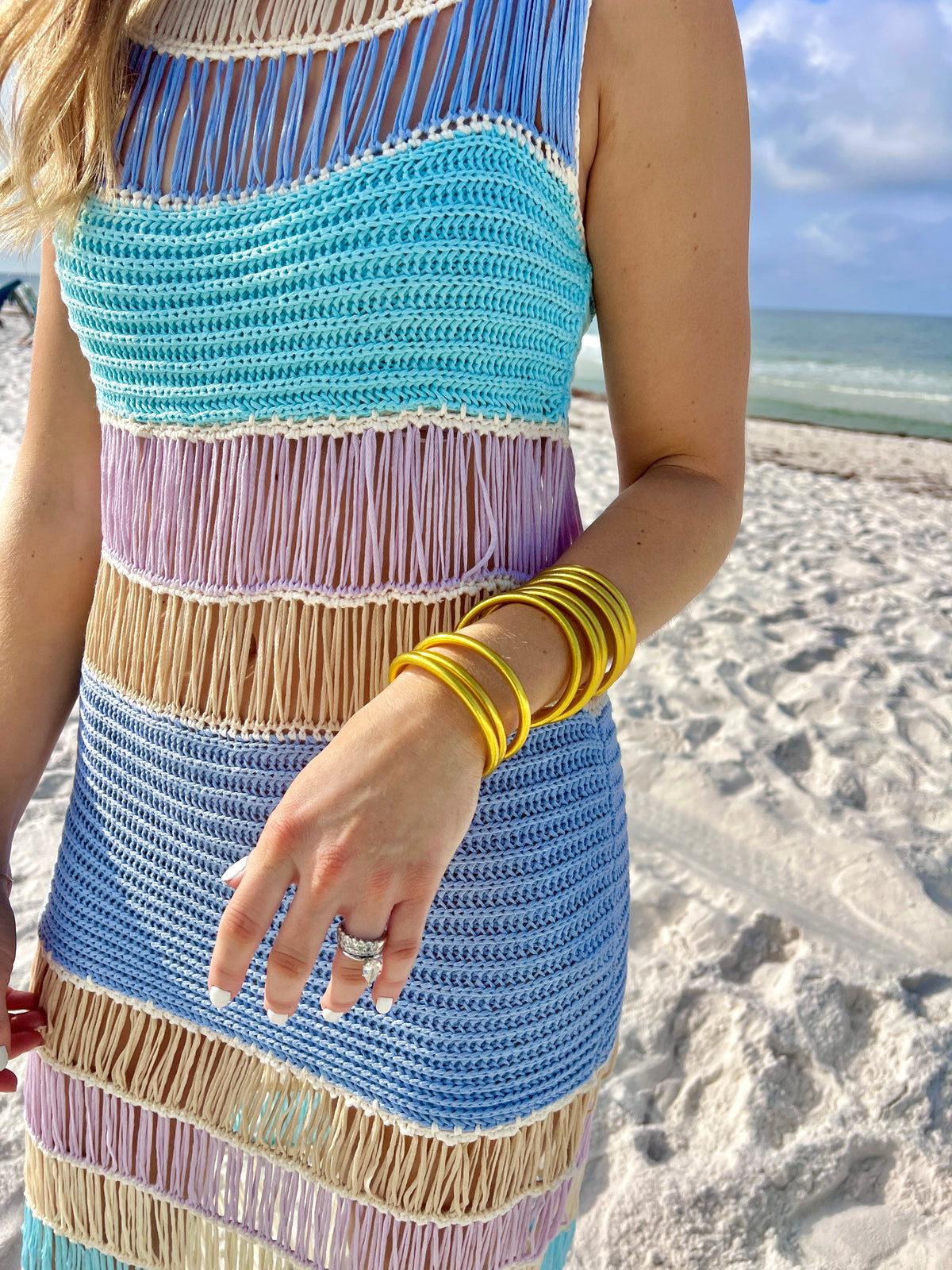 take me to the beach fringed crochet dress | FINAL SALE
