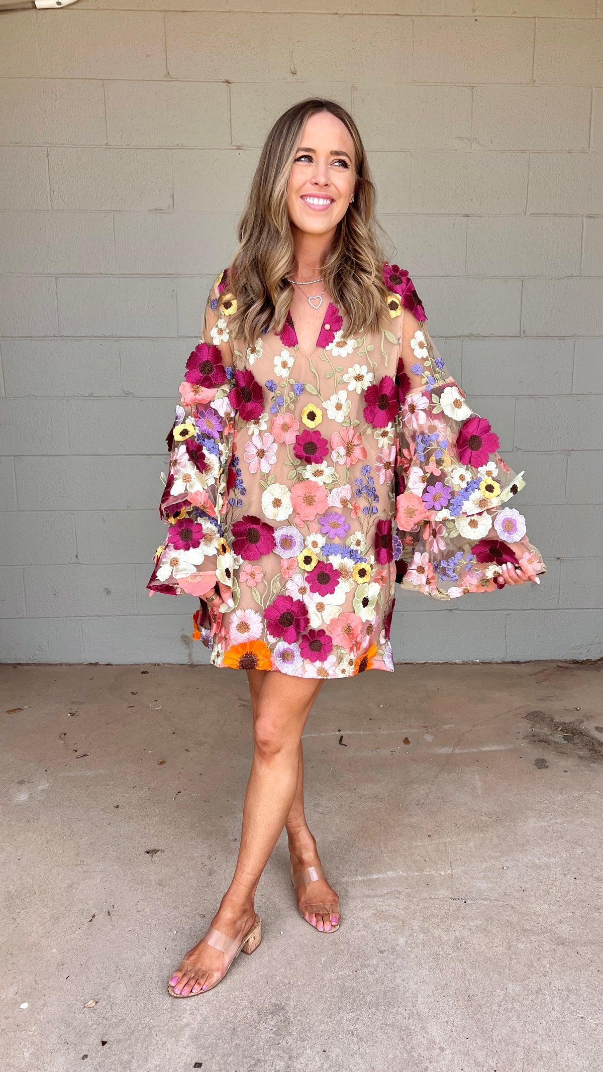 gayle longsleeve mini dress - gerber daisy | FINAL SALE