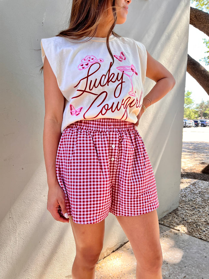 checked out gingham boxer style shorts | FINAL SALE