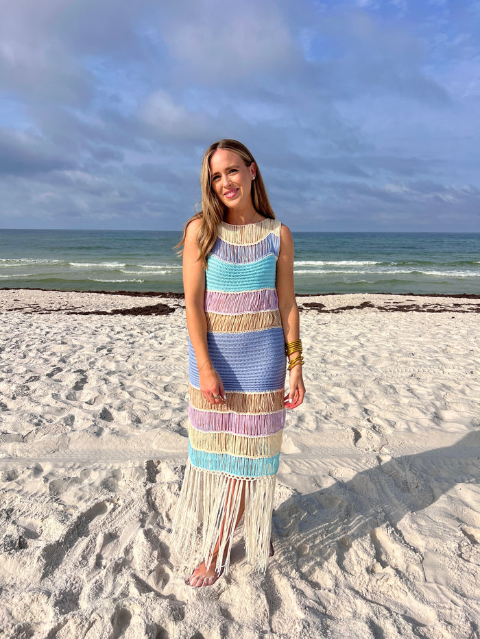 take me to the beach fringed crochet dress | FINAL SALE