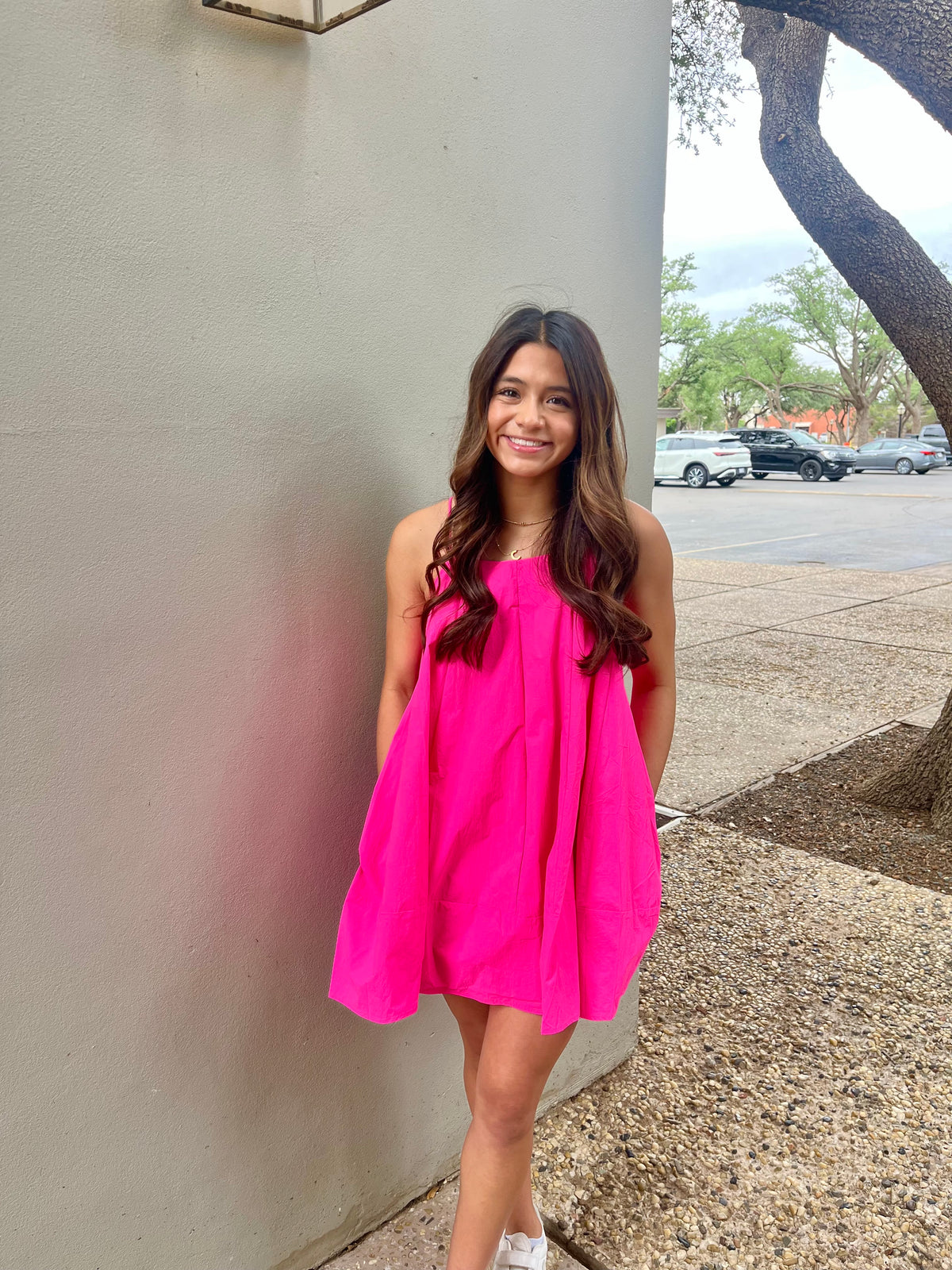 polly hot pink trapeze dress|| FINAL SALE