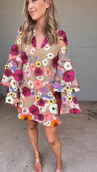 gayle longsleeve mini dress - gerber daisy | FINAL SALE