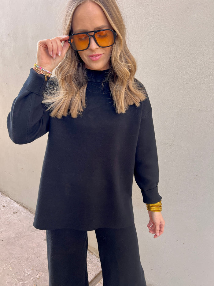 emma mock neck longsleeve sweater | black