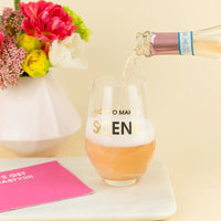 about to make a scene stemless wine glass