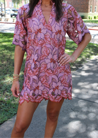 lulu short sleeve mini caftan dress | buddylove