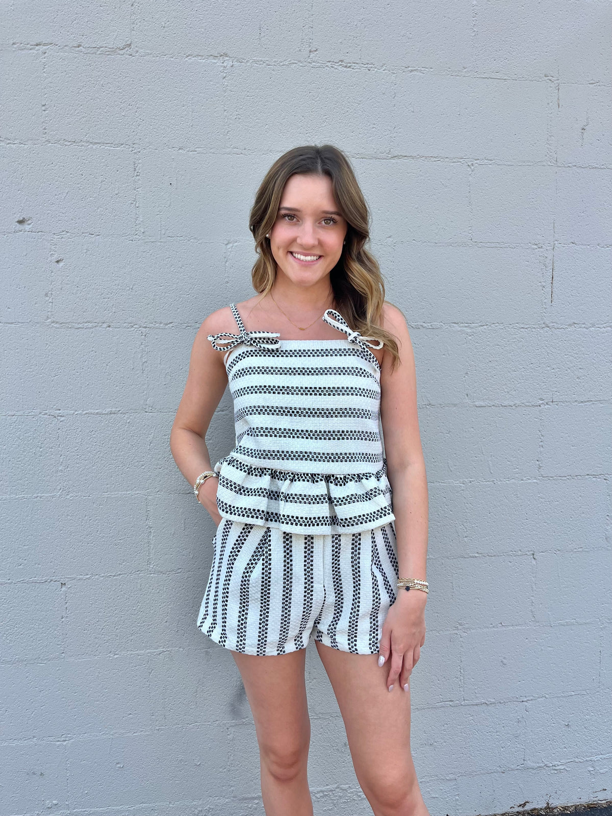 emerson striped tweed bow tank || FINAL SALE