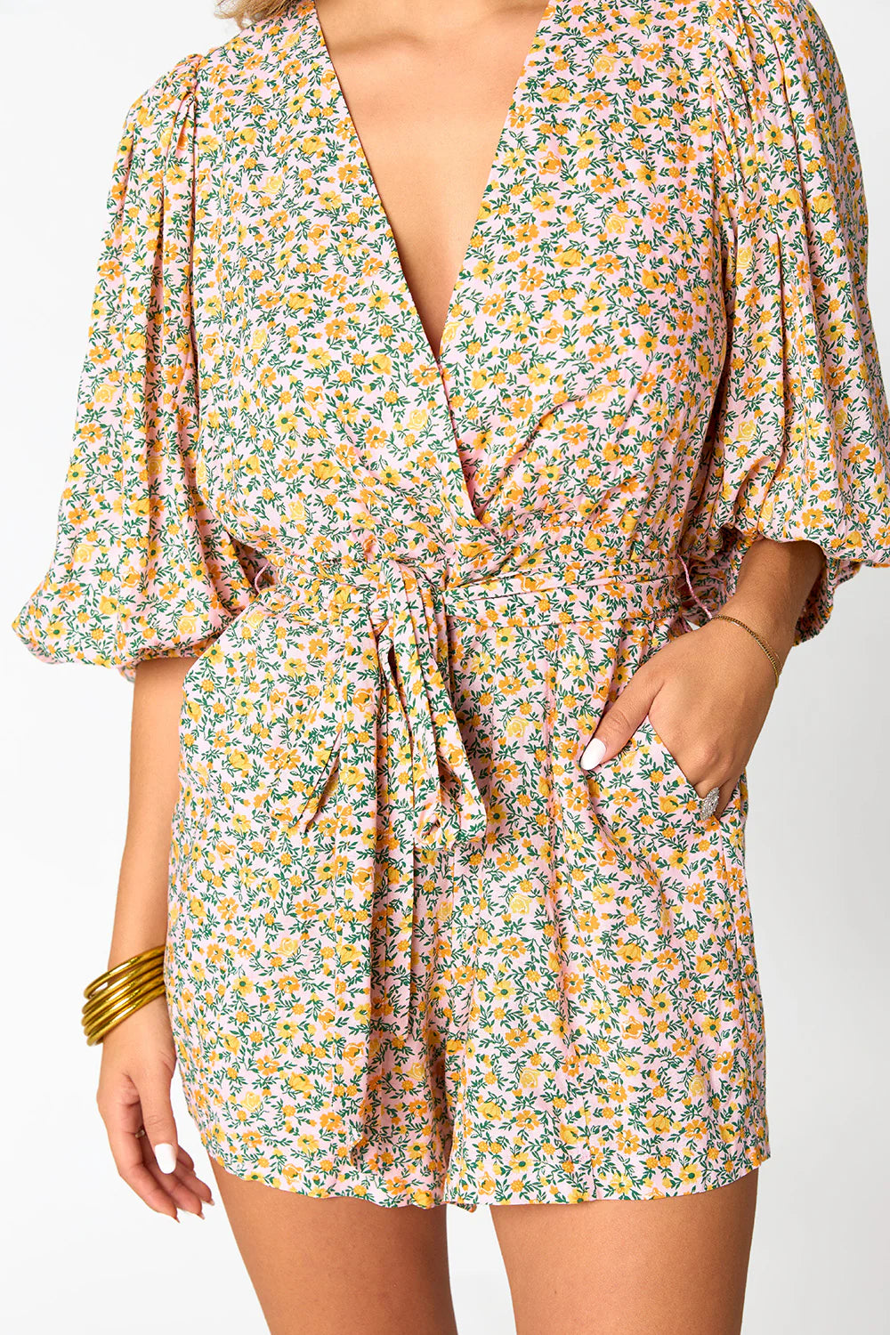 julia short sleeve floral romper | FINAL SALE