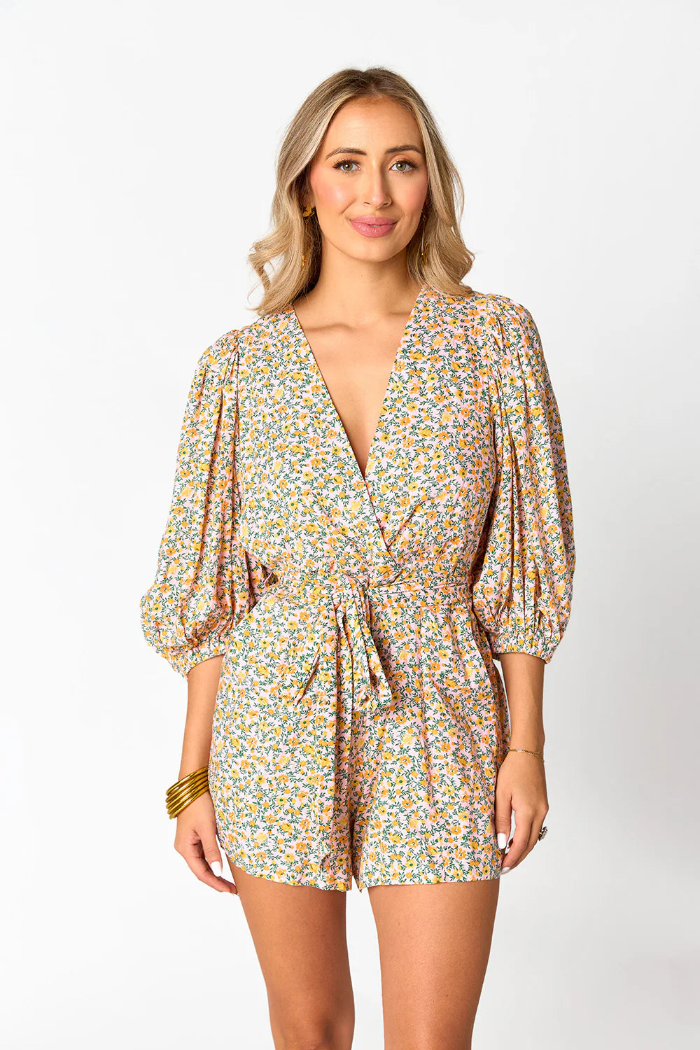 julia short sleeve floral romper | FINAL SALE