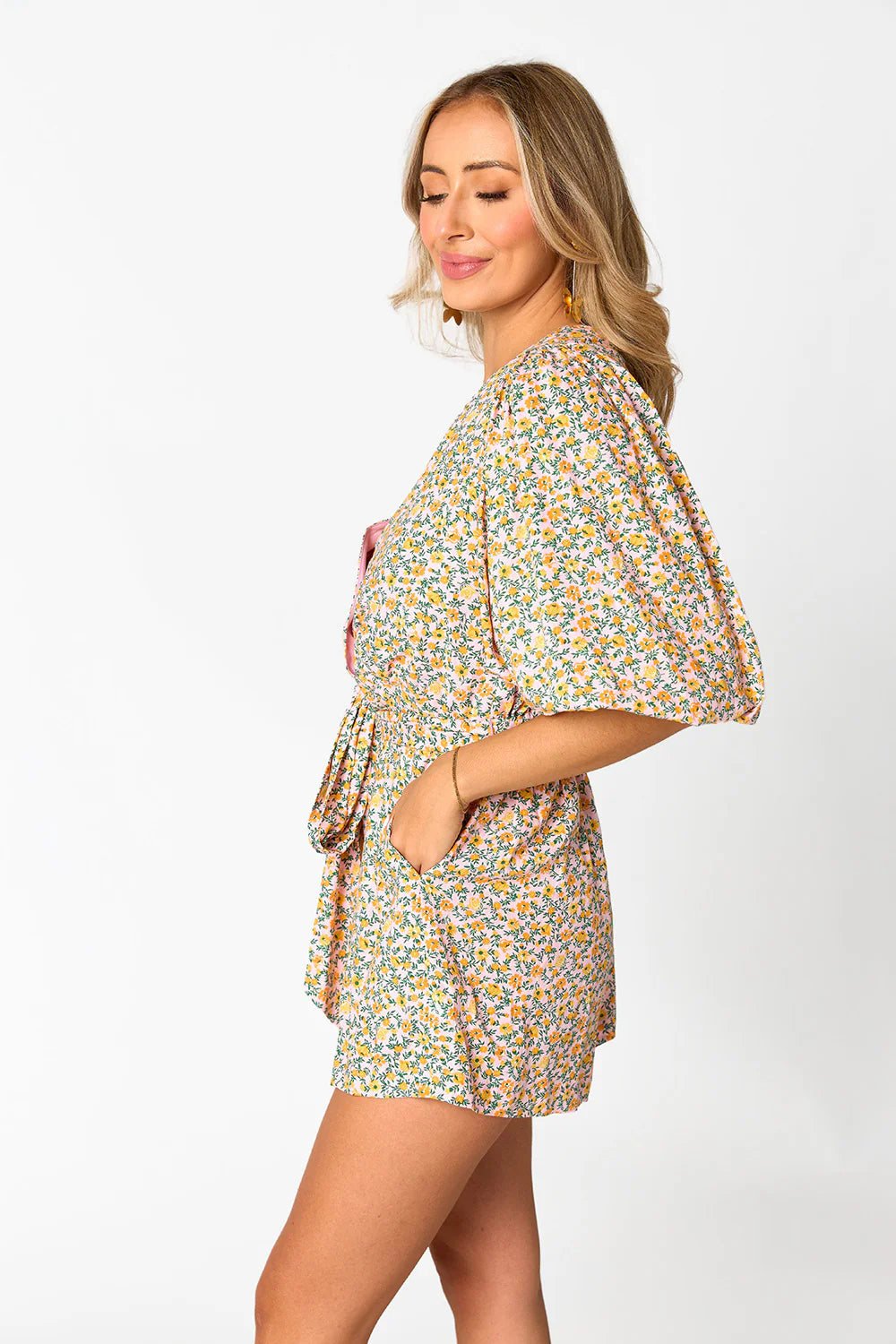 julia short sleeve floral romper | FINAL SALE