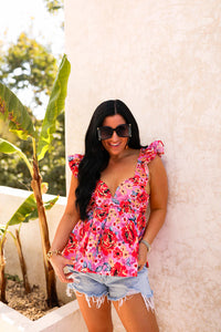 bett ruffle sleeve tank | daisy days | FINAL SALE