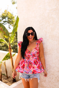 bett ruffle sleeve tank | daisy days | FINAL SALE