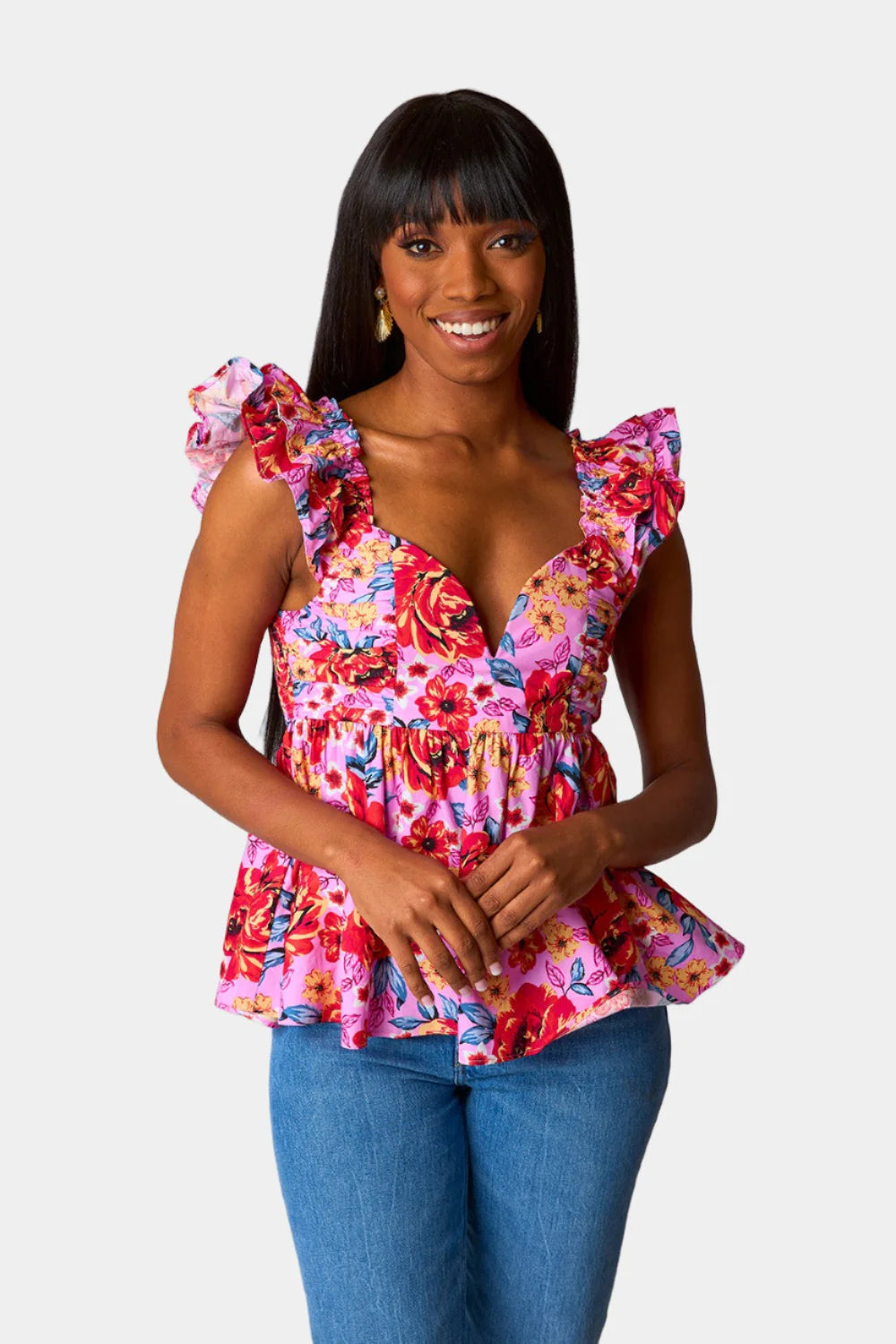 bett ruffle sleeve tank | daisy days | FINAL SALE