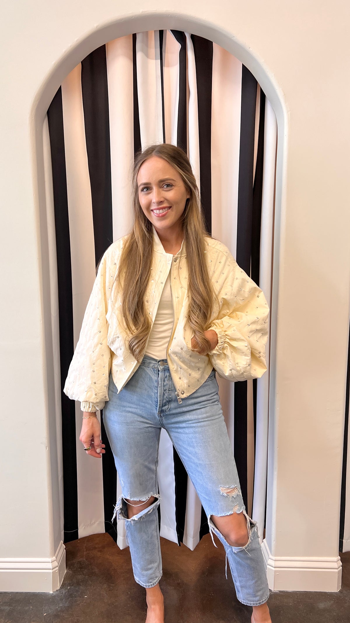 embellished balloon sleeve jacket || FINAL SALE
