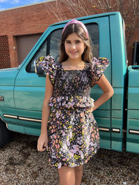 TWEEN tyler black daisy smocked set | FINAL SALE