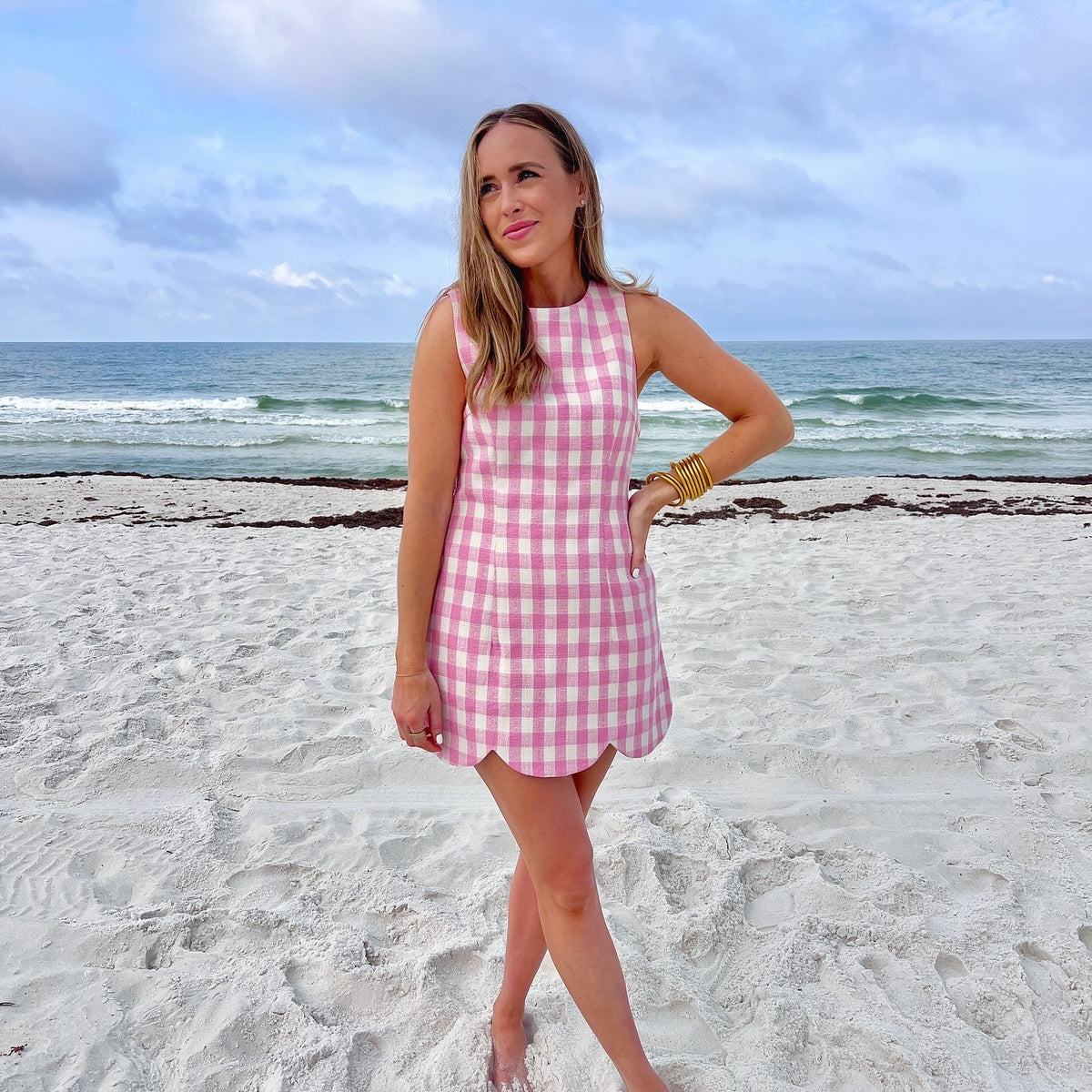 easy choice plaid scallop hem mini dress | FINAL SALE