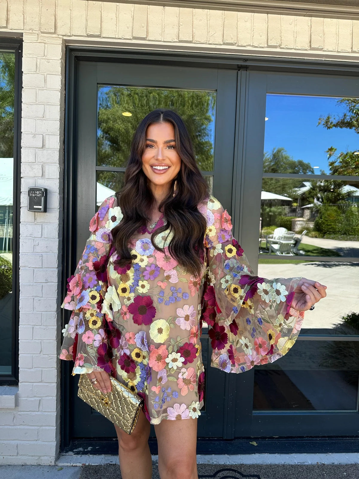 gayle longsleeve mini dress - gerber daisy | FINAL SALE