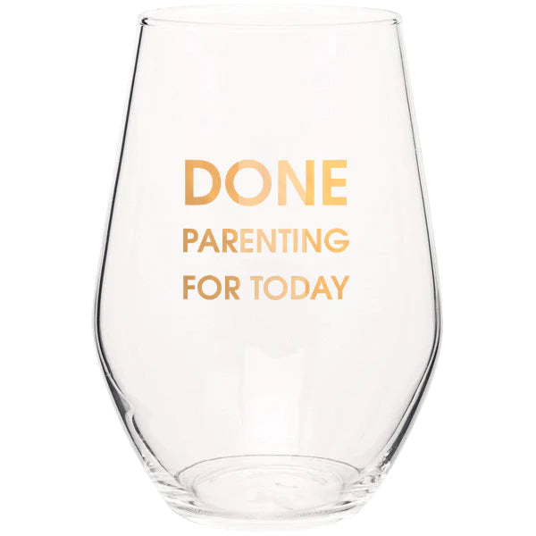 done parenting today stemless wine glass