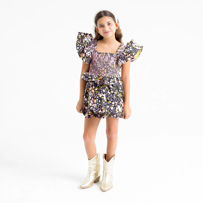 TWEEN tyler black daisy smocked set | FINAL SALE