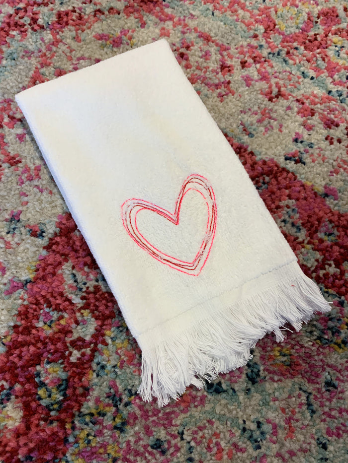 stitchin' pretty | heart fringed towel
