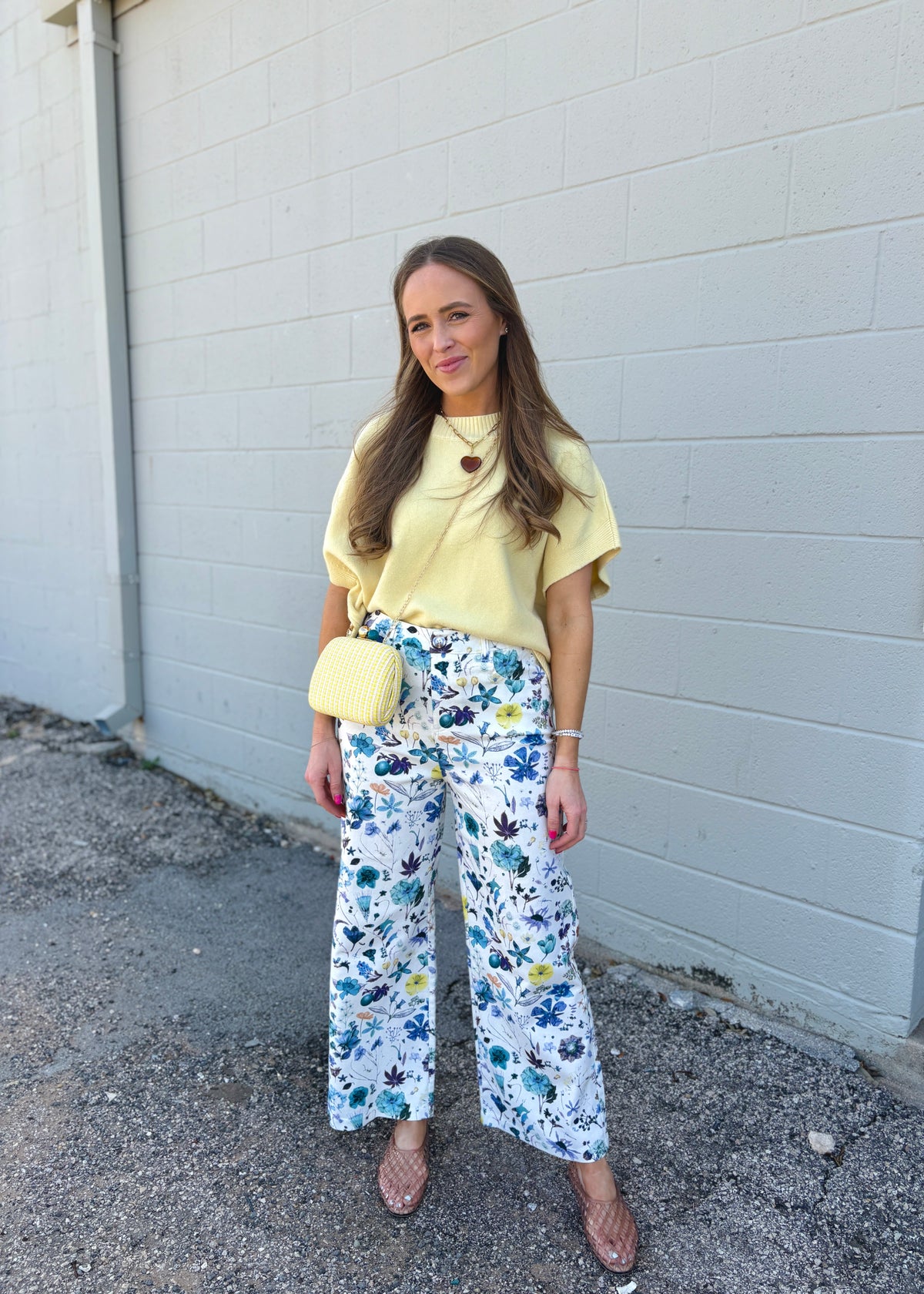 spring blooms printed denim