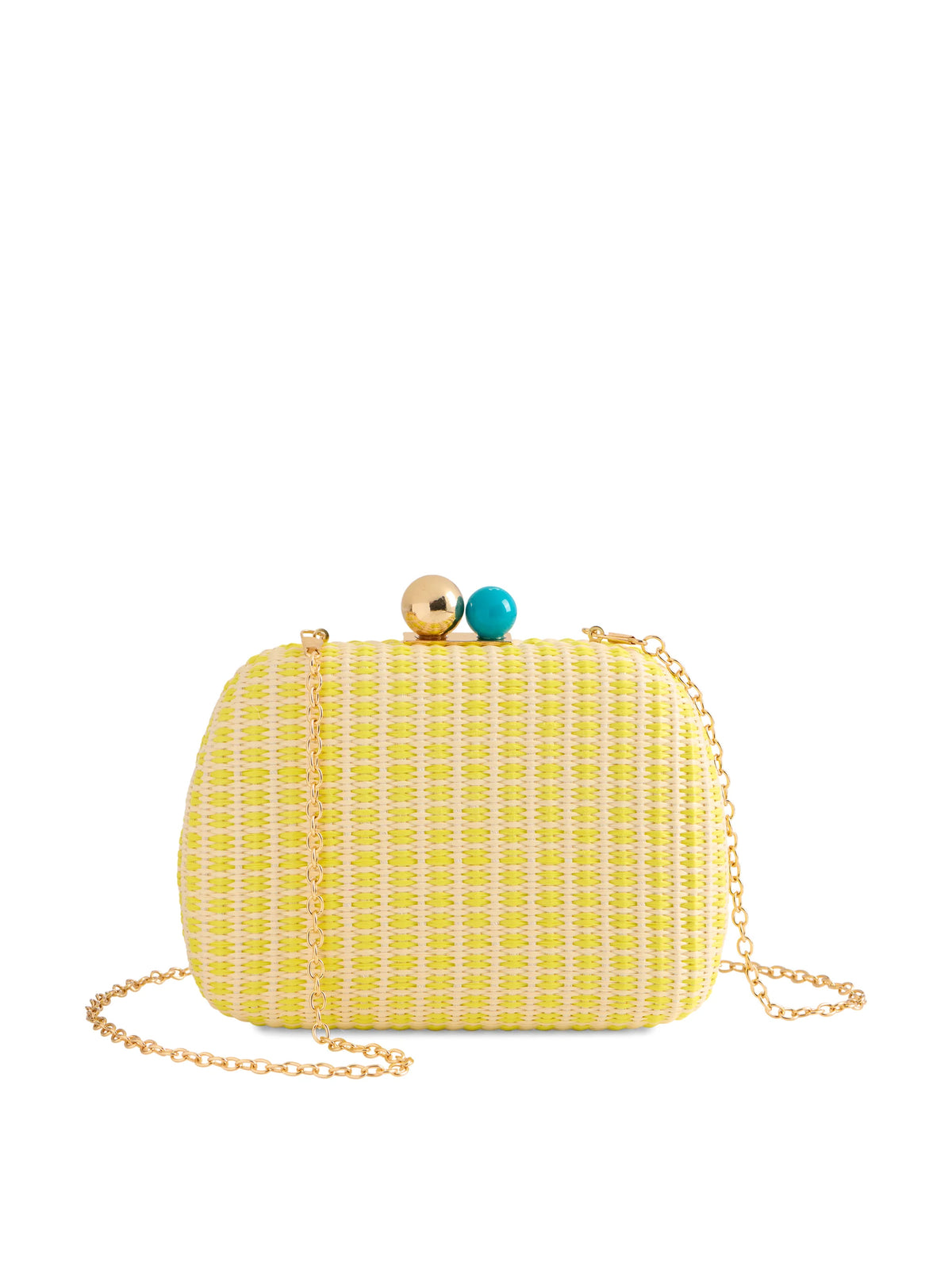 bondi yellow minaudiere clutch