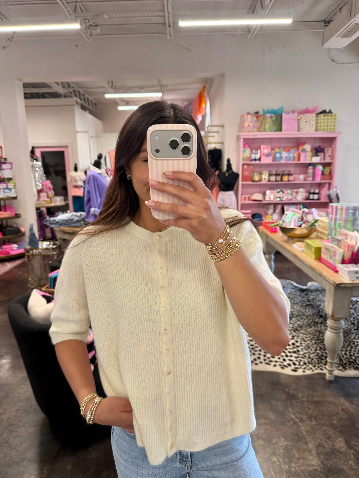 emerson ribbed button-up cardigan top