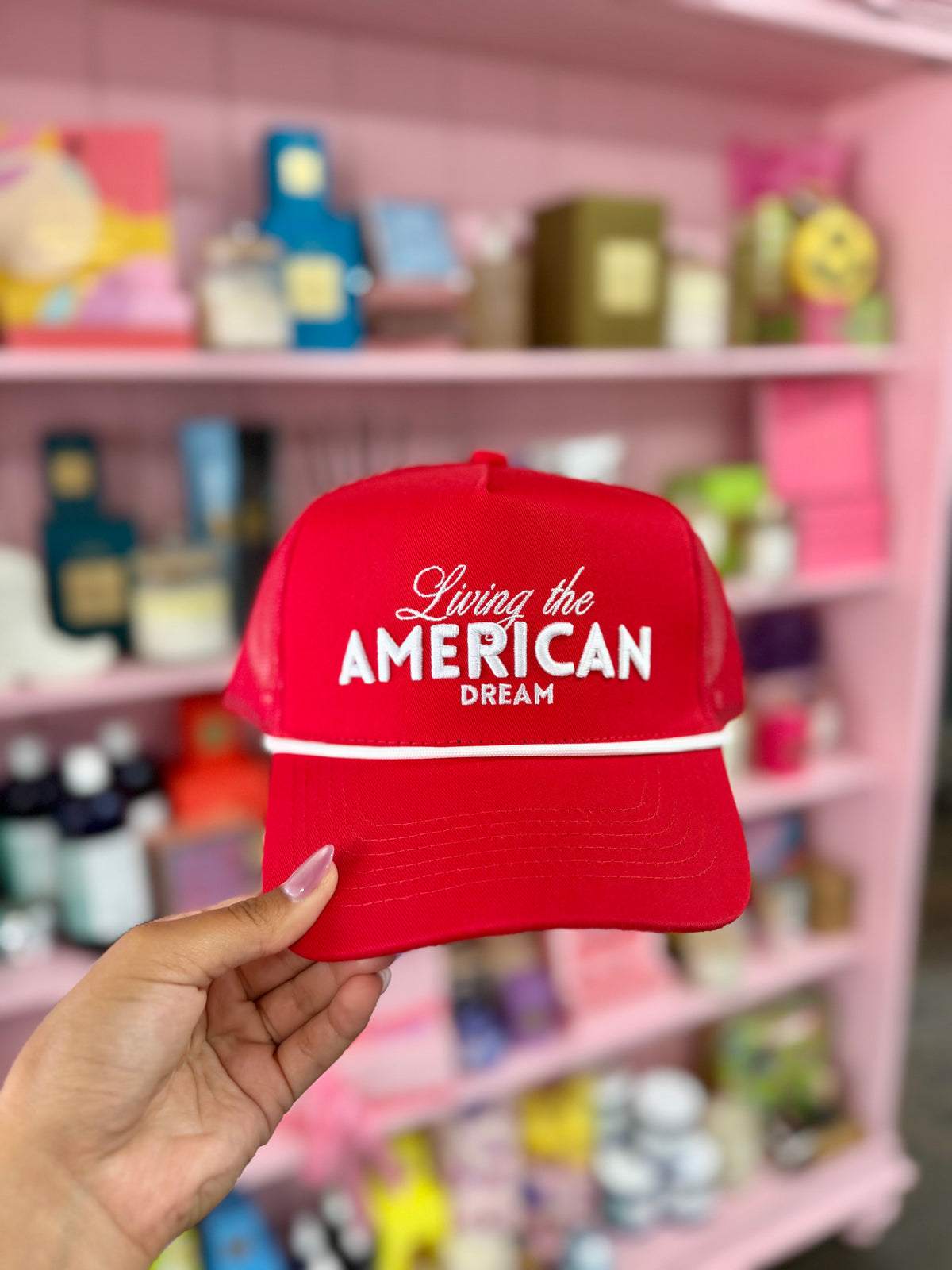 living the american dream trucker hat
