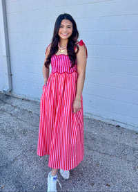 flip flopped striped midi dress