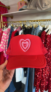 embroidered heart foam trucker hat