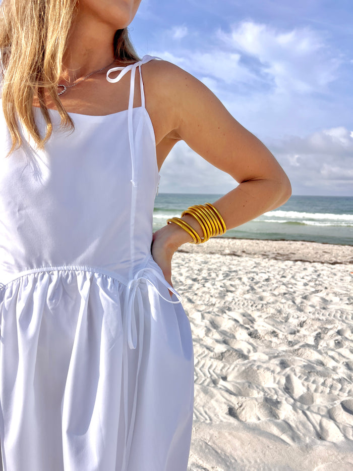 forget me not white midi dress