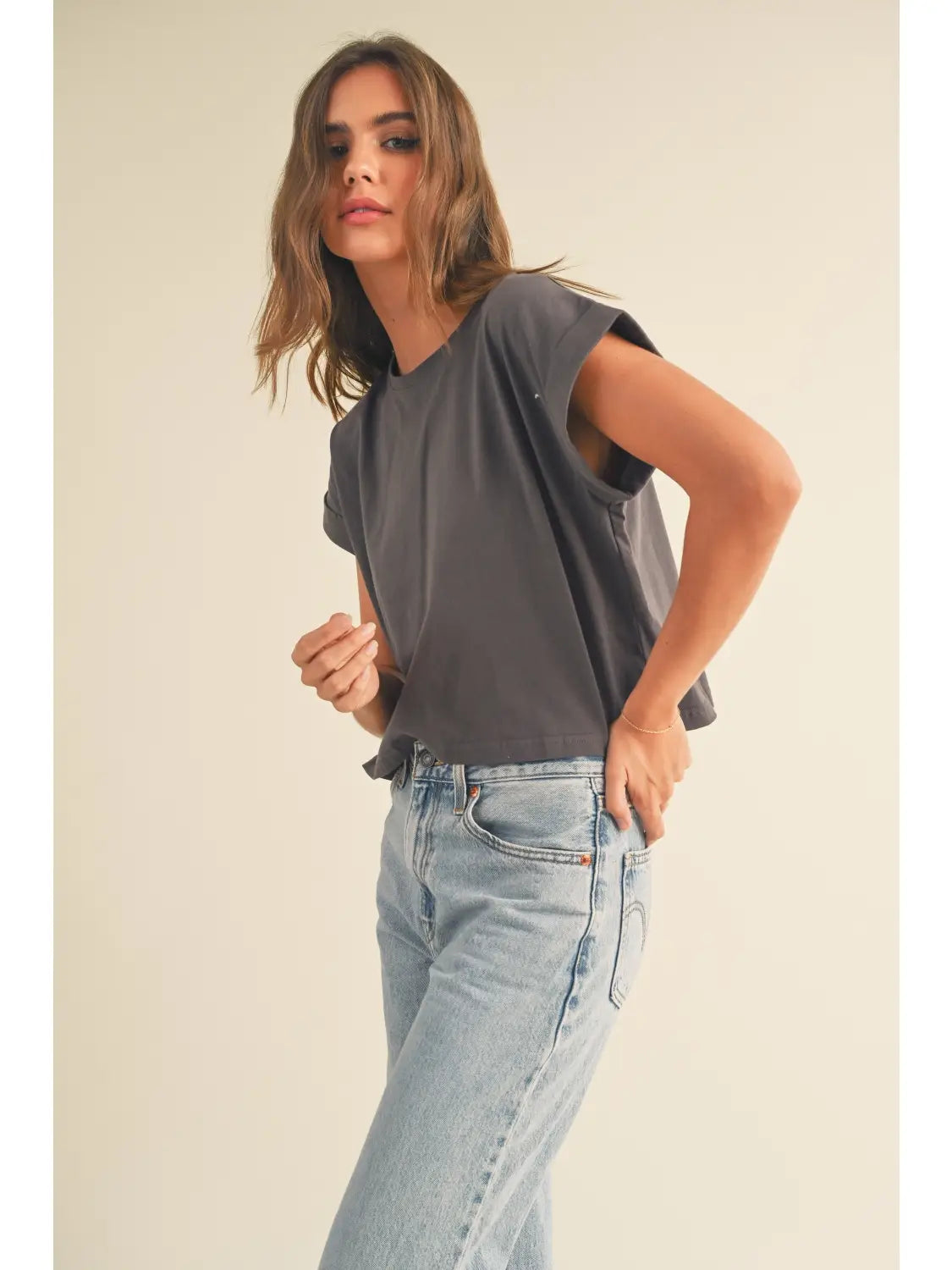 cool girl cuffed sleeve tee