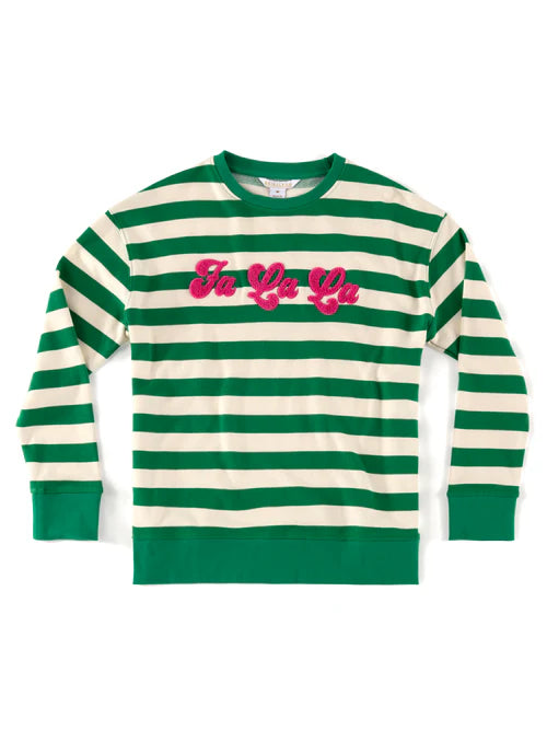 fa la la stripe sweatshirt