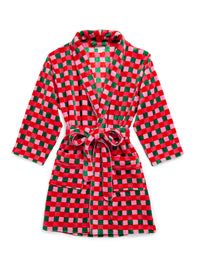 plush checkered robe