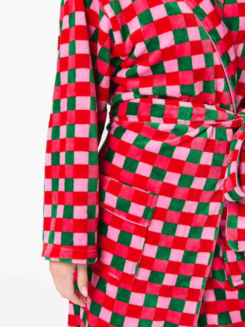 plush checkered robe