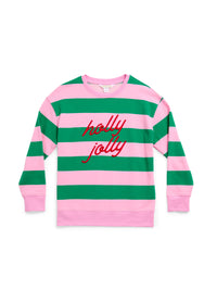holly jolly striped classic crewneck sweatshirt