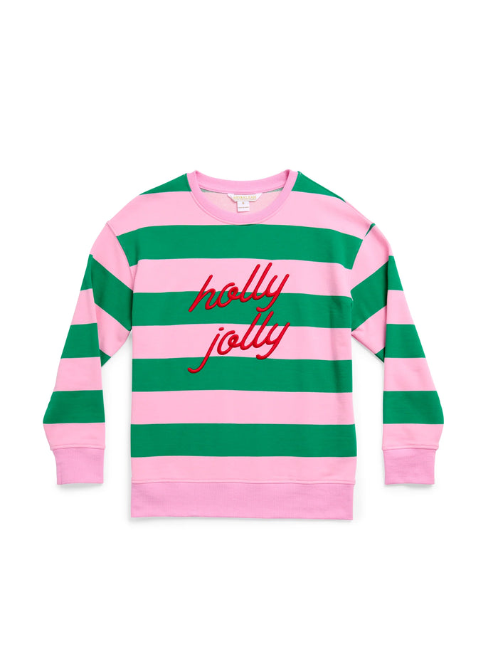 holly jolly striped classic crewneck sweatshirt