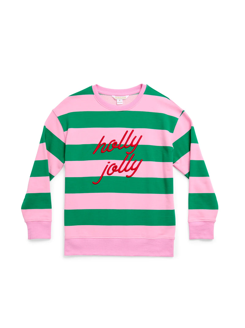 holly jolly striped classic crewneck sweatshirt