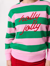 holly jolly striped classic crewneck sweatshirt