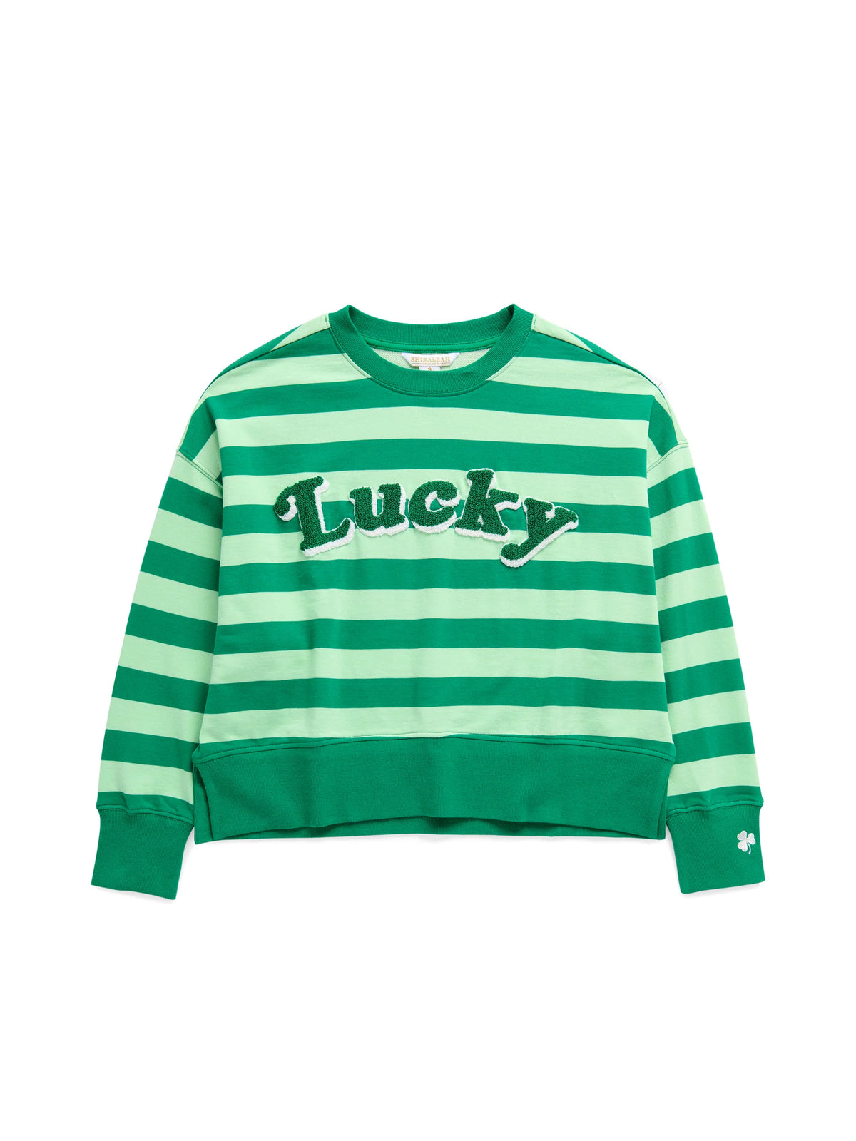 striped lucky crewneck sweatshirt