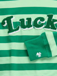 striped lucky crewneck sweatshirt