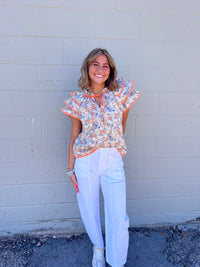 pippa floral ruffle top