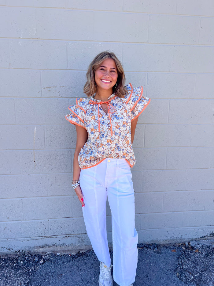 pippa floral ruffle top