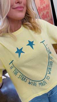 smiley stars were made to worship crop tee